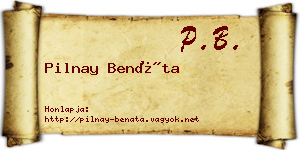 Pilnay Benáta névjegykártya